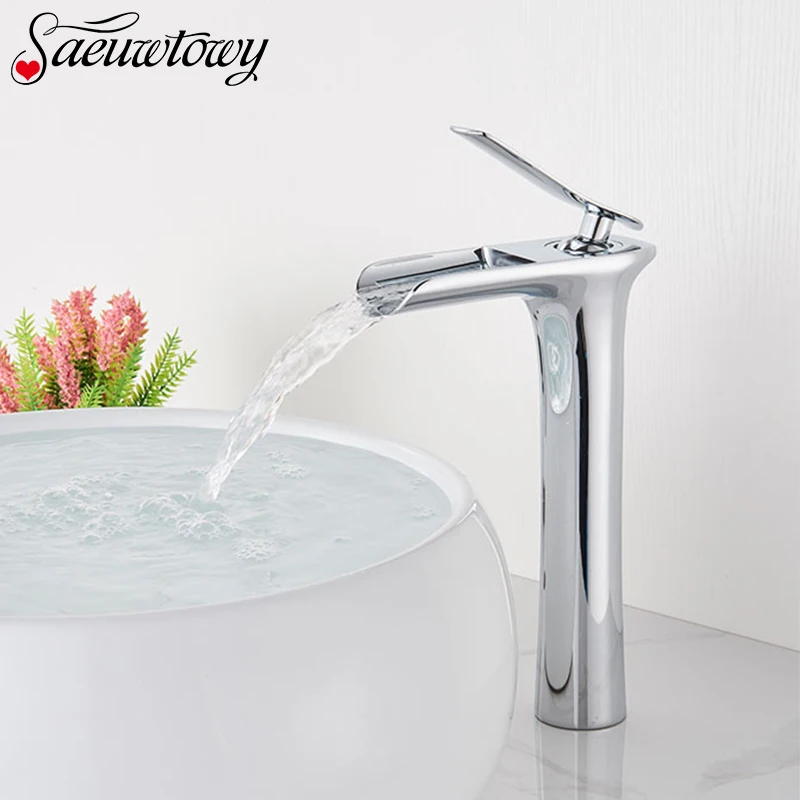 Хромированный смеситель для раковины в ванной комнате кран горячей и холодной