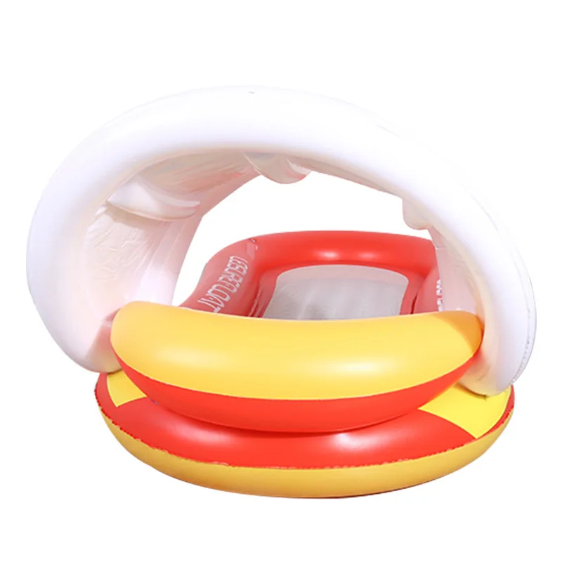 

Inflatable PVC Beach Circle With Canopy Sunshade Pool Floating Hammock Raft Air Mattress Bed Lounger Water Entertainment Tool