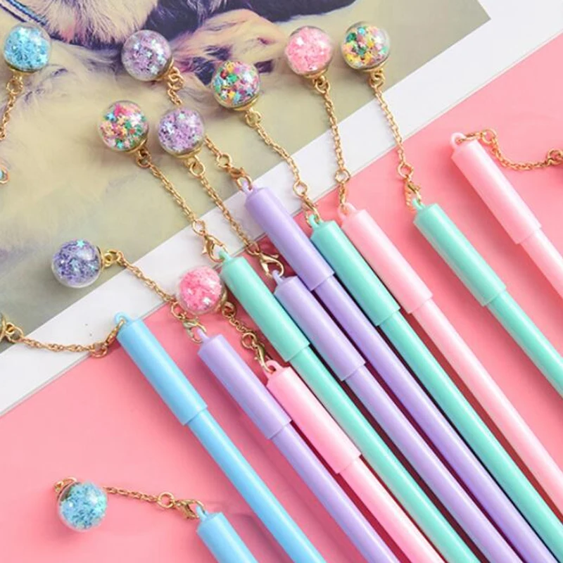 

32 Pcs/Lot Crystal Ball Pen Mini Pendant Black Color Pen Writing Cute Stationery Gift Office School Supplies