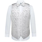 Белый дизайнерский Шелковый жилет, мужской жилет, классический костюм, жилет, платок, галстук-бабочка, носовой платок, набор, Barry.Wang