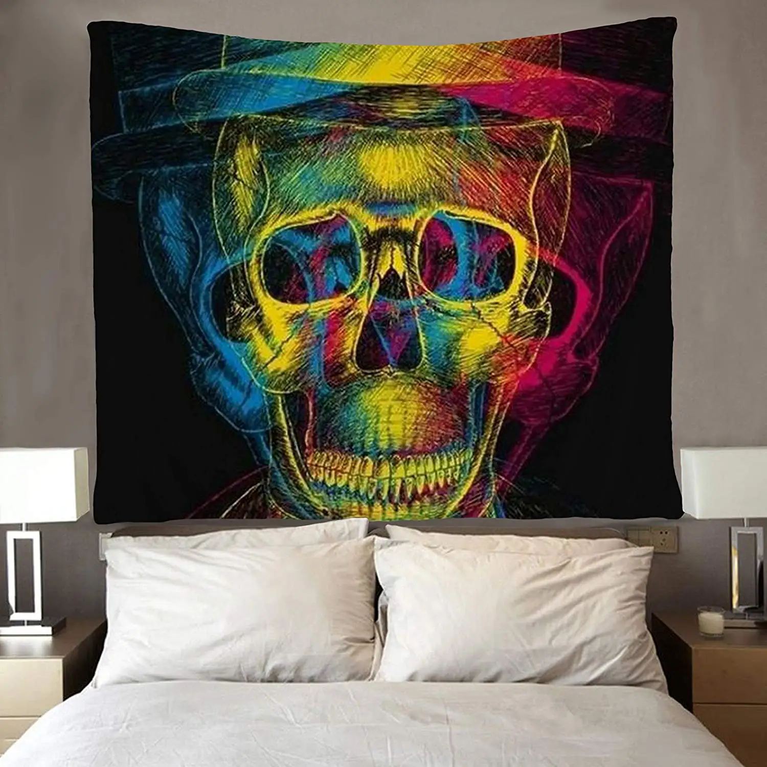 Классный красочный гобелен с изображением черепа художественная Настенная