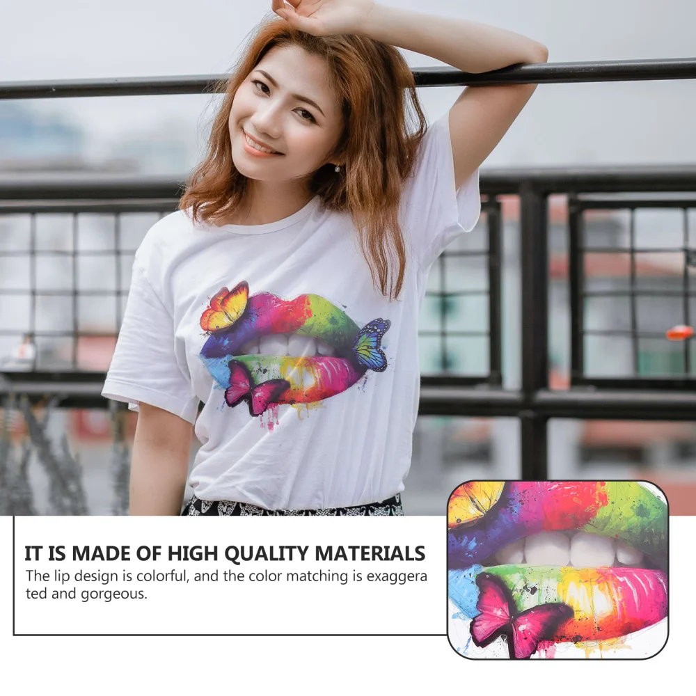 

3 Pcs Fashionable Lips Decal Heat Transfer Printing Lips Patches DIY Accessories