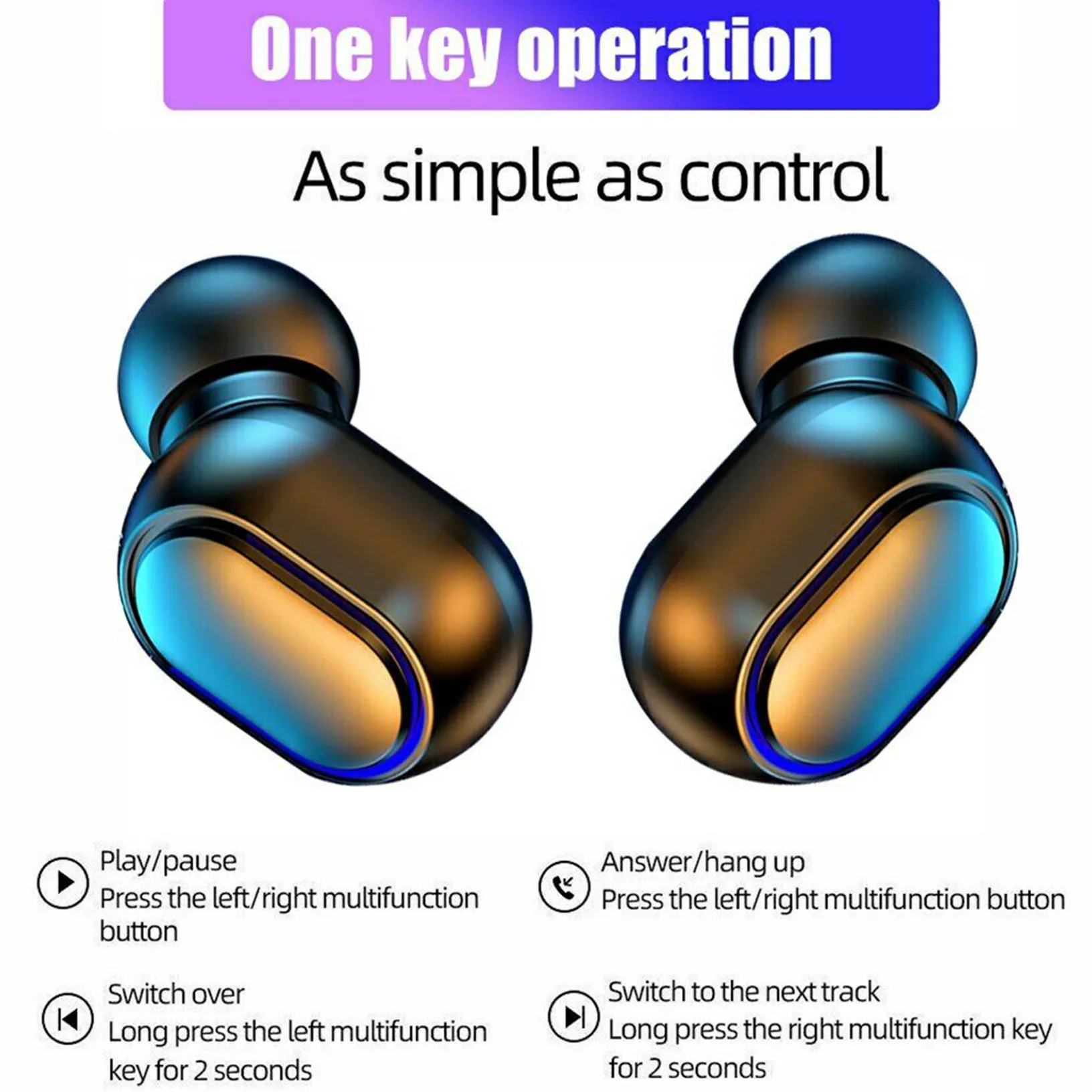 

Wireless Bluetooth 5.0 Earphones Headphones TWS Mini Earbuds Waterproof Headset