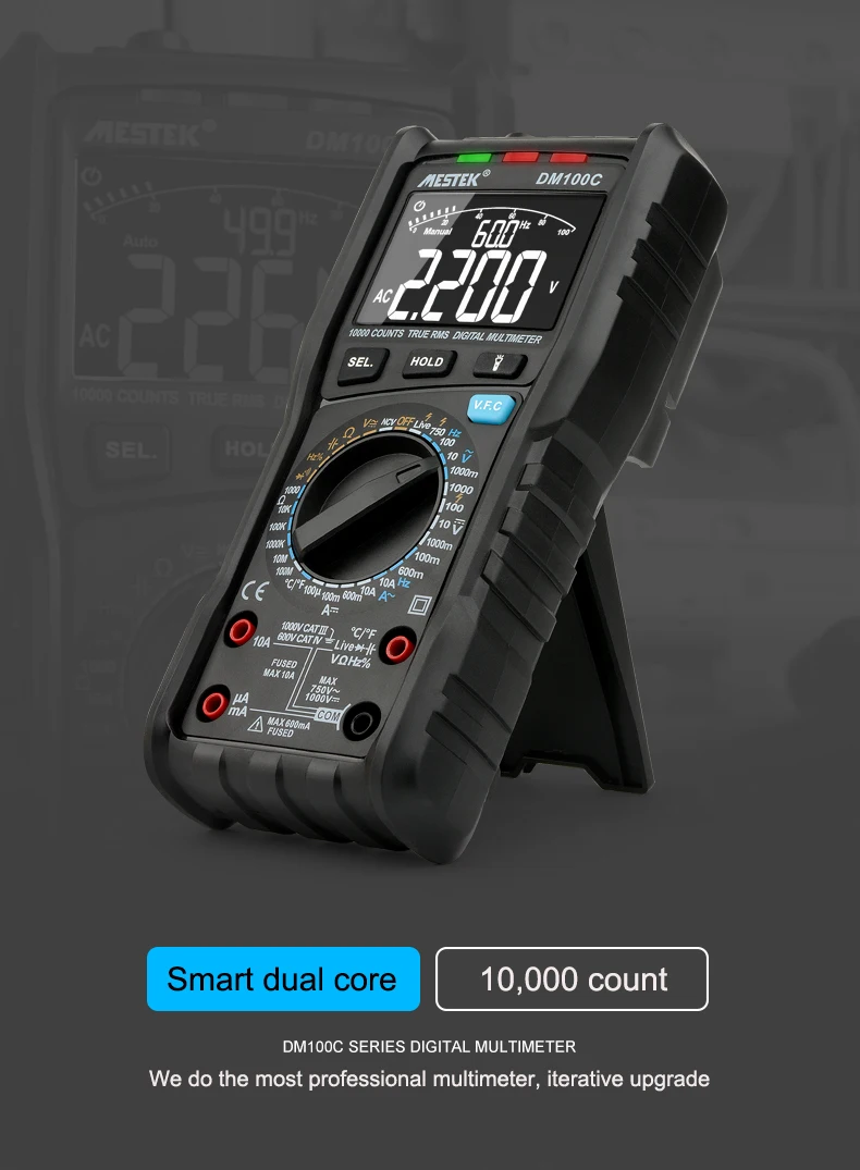 MESTEK DM100C True-RMS цифровой мультиметр Кнопка 10000 граф с аналоговым графом AC/DC Напряжение Амперметр Ток Ом Руководство/Авто