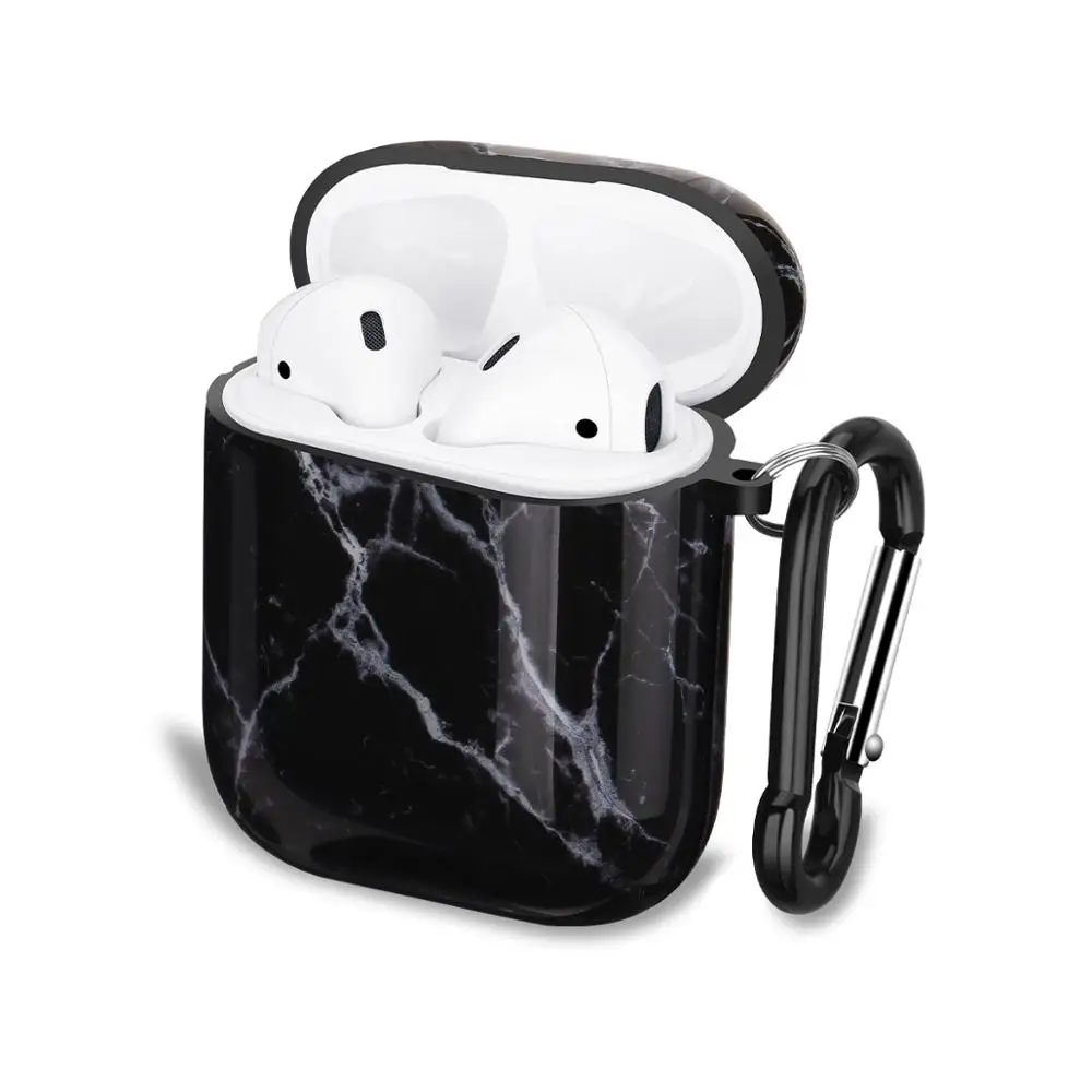 

Protective Case for AirPod Cover Luxury Wireless Earphone Case for Apple AirPods Soft TPU Earphone Covers - Black Marble