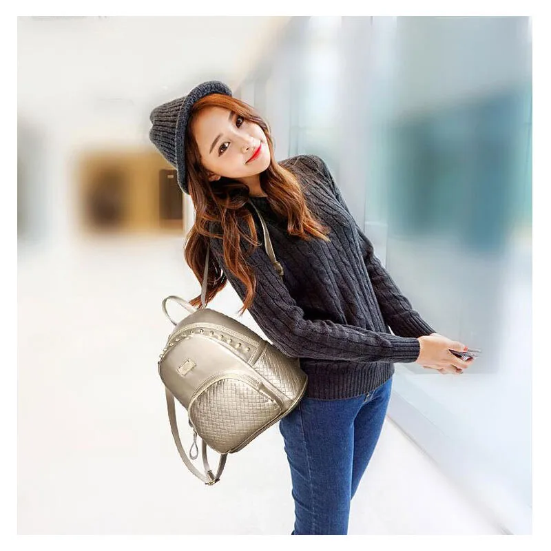 

Trends Shoulder Bag Fashion Europe And The United States Style Woven Backpack High-End Hardware Accessories Leather Backpack Ant