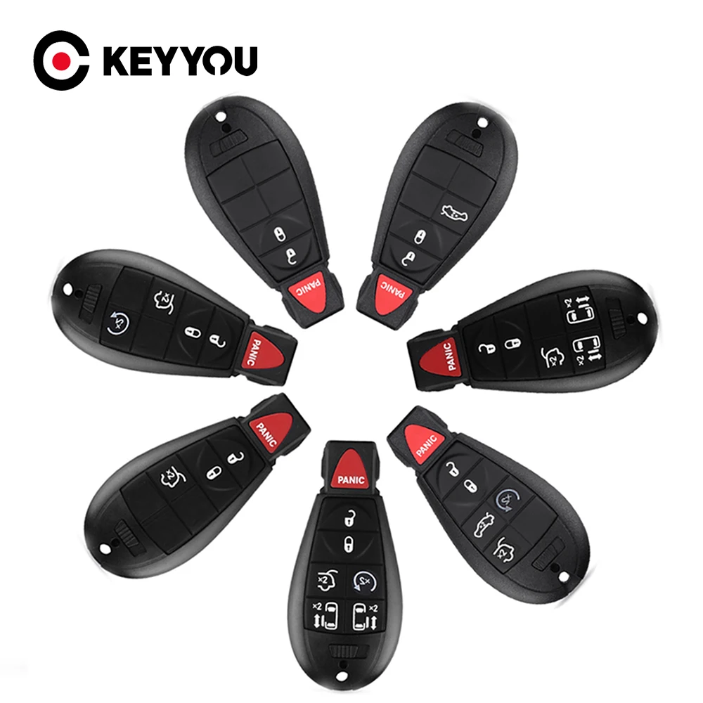 

KEYYOU Remote Smart Key Shell Fob Uncut Entry Case For Jeep Grand Cherokee Chrysler 300 Town & Country Dodge Challenger Charger