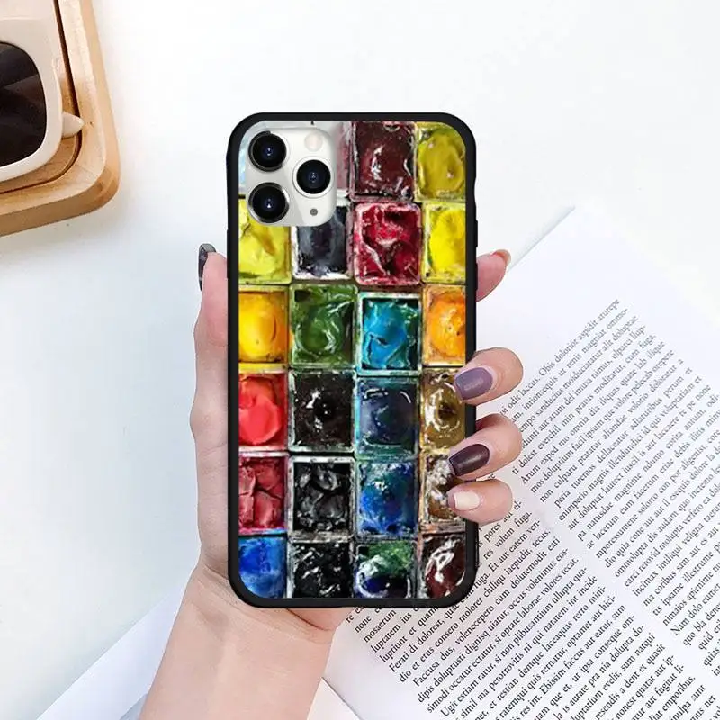 

Watercolors Set Paint Palette Painting Box Phone Case for iPhone 11 12 pro XS MAX 8 7 6 6S Plus X 5S SE 2020 XR funda coque