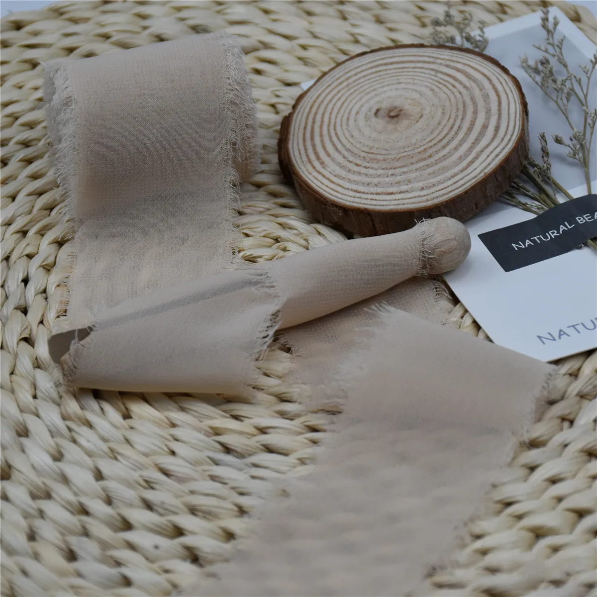 Ручная работа 4 шт. см x 5 м шелковая шифоновая лента с бахромой изношенными краями