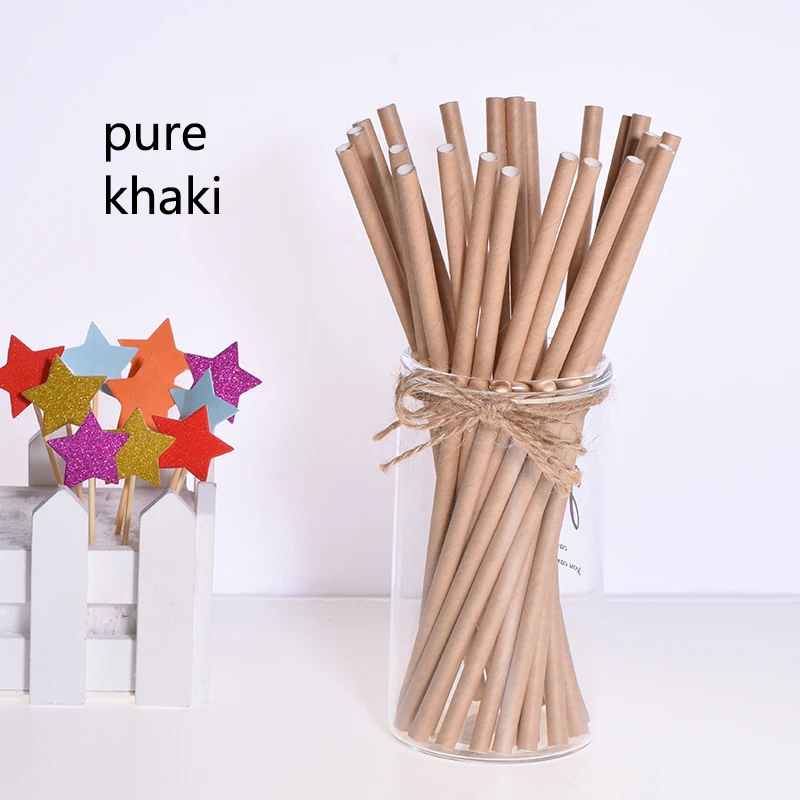 pure khaki Фрукты, ананас, клубника, арбуз, лимон, бумажные соломинки для дня рождения, свадьбы, декоративные вечерние товары, креативные питьевые соломинки - Цвет: pure khaki