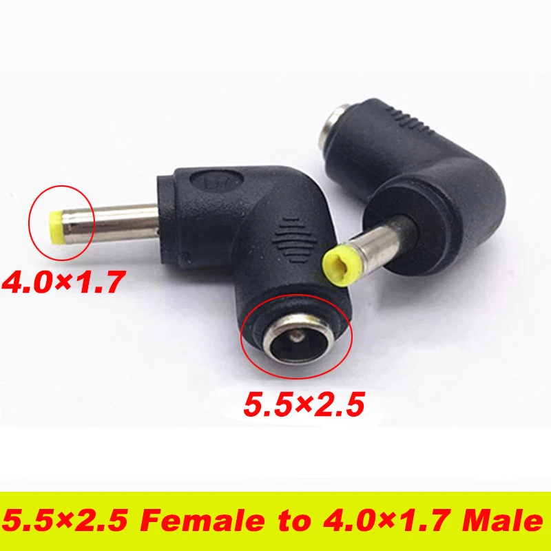 DALCAN 1PCS DC Connector 5.5 x 2.5mm Female to 4.0×1.7mm Male Converter Laptop Power Adapter 90 degree 5.5×2.5mm 4.0×1.7mm. |