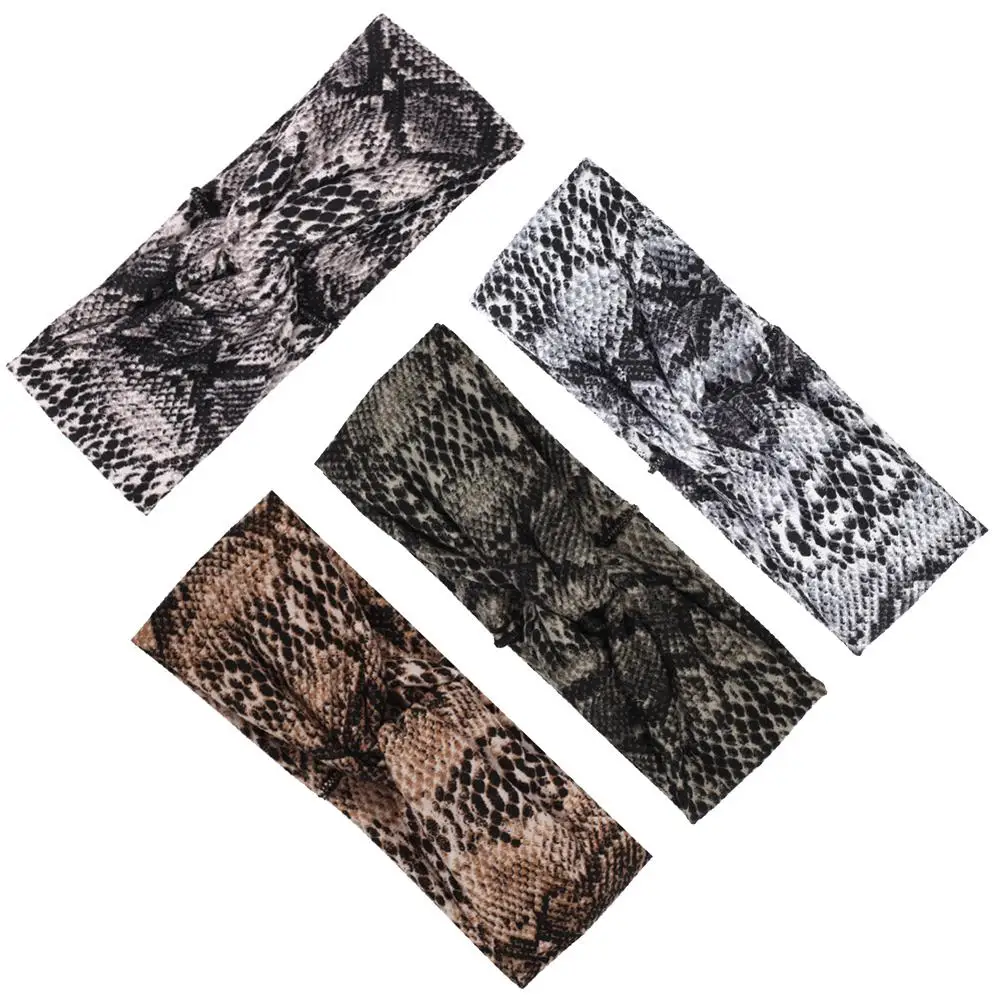 

Женская спортивная широкая повязка на голову, с принтом змеиной кожи, эластичная, лента для волос при занятиях йогой