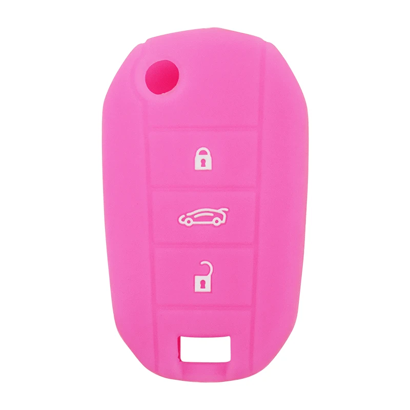 

3 Button Car Key Case Quality Durable Silicone Cover Fob Rubber Skin Protect Case Car Styling for Peugeot Citroen C4L 508 5008