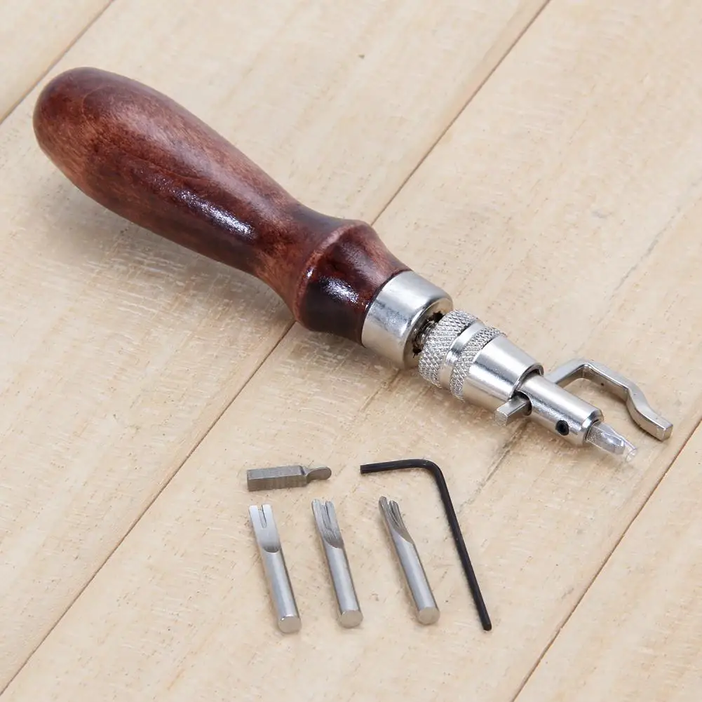 

5 in 1 DIY Adjustable Leather Edge Stitching Groover Craft Tool Edge Stitching Groover Leather Craft Groove Tools