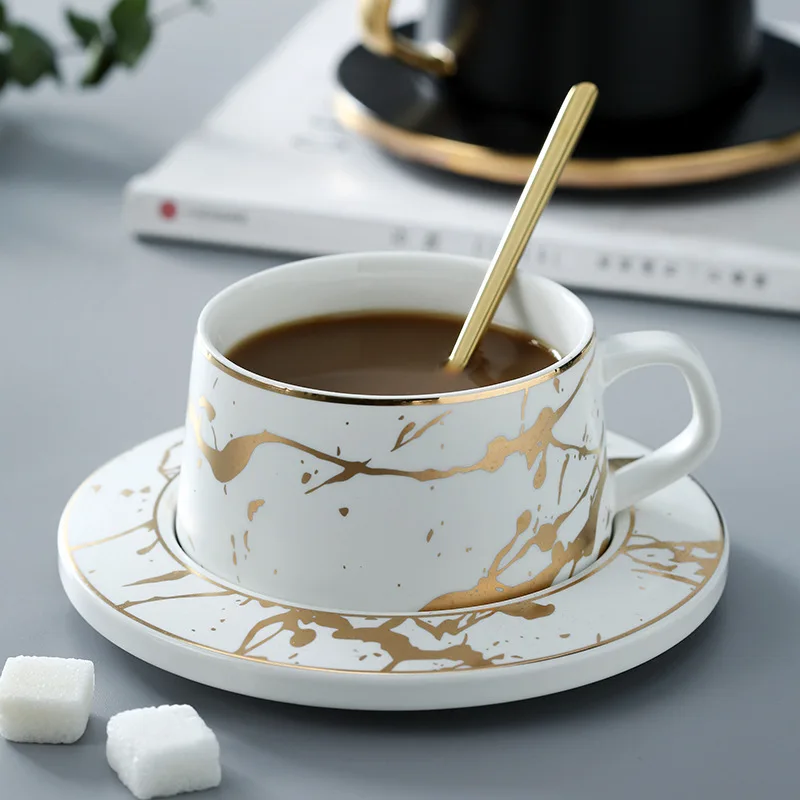 Креативная позолоченная мраморная керамическая чашка для воды кружка Офисная