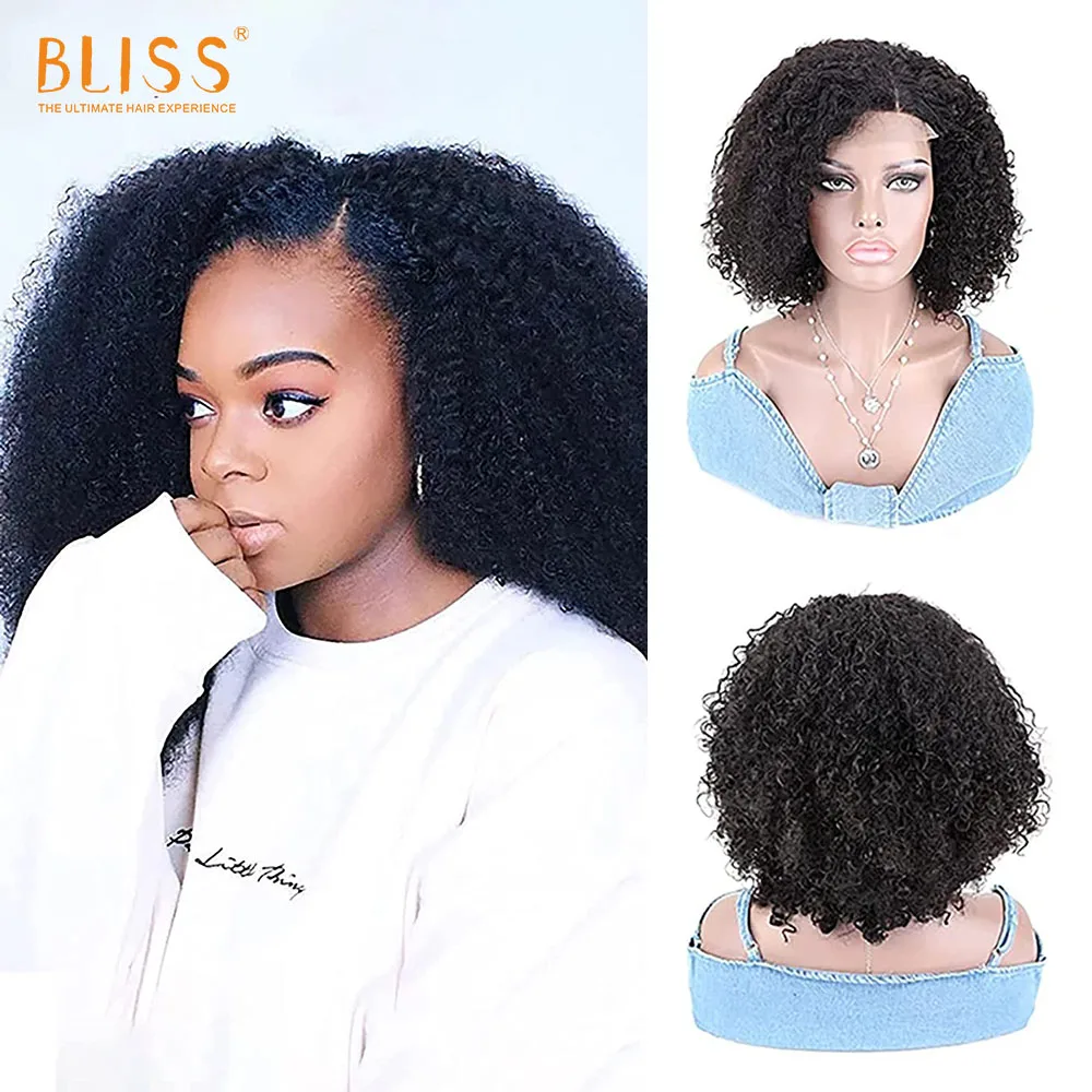 

Bliss 4x4 Lace Closure Wig Human Hair Curly Lace Front Wig Bob Afro Kinky Peruvian Pre Plucked Human Hair For Black Women