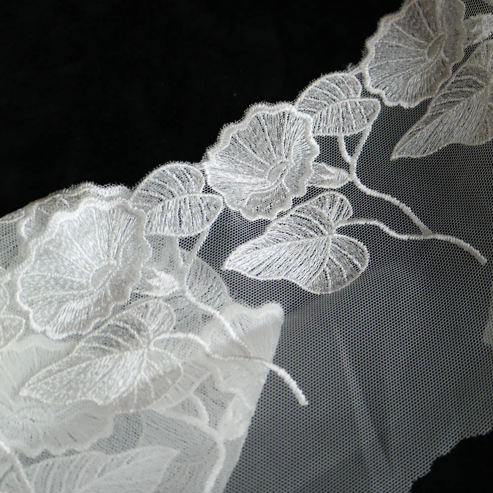 12 см * 1 ярд белая вышивка с цветком лотоса кружевная отделка для одежды