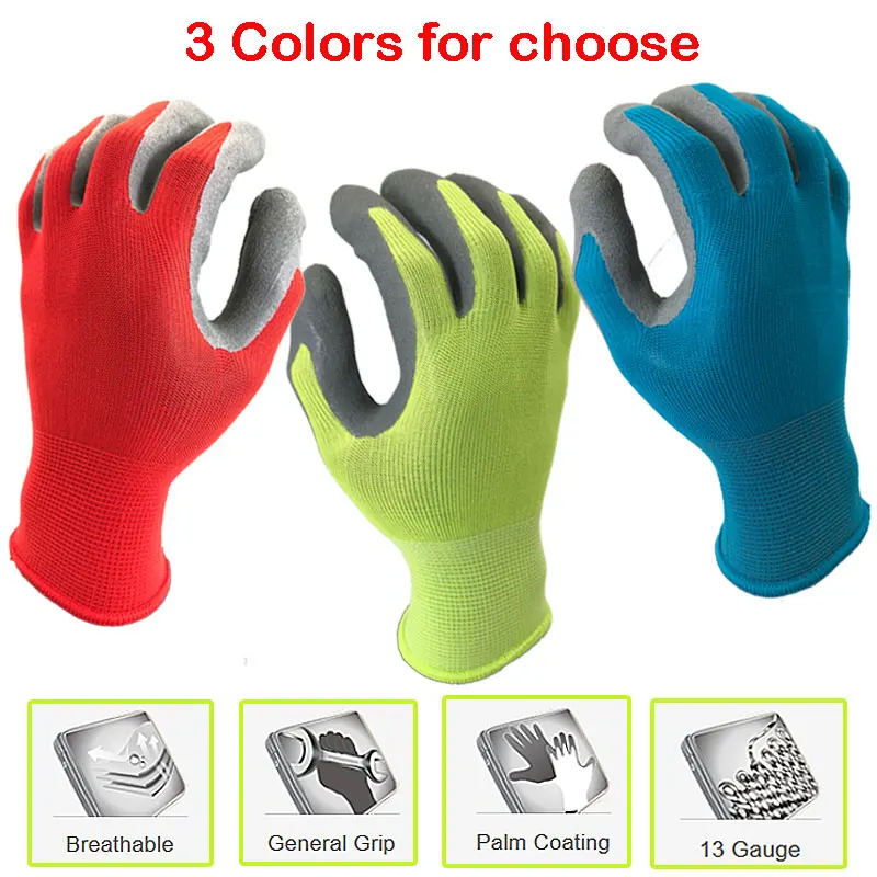 

12 Pairs Working Latex Construction Security Glove Industrial Safety Hand Work Gloves Workman