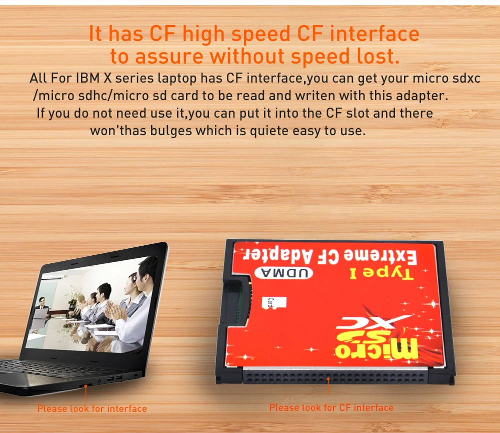 Оригинальный адаптер TISHRIC Micro SD TF в CF устройство для чтения карт памяти MicroSD SDHC SDXC
