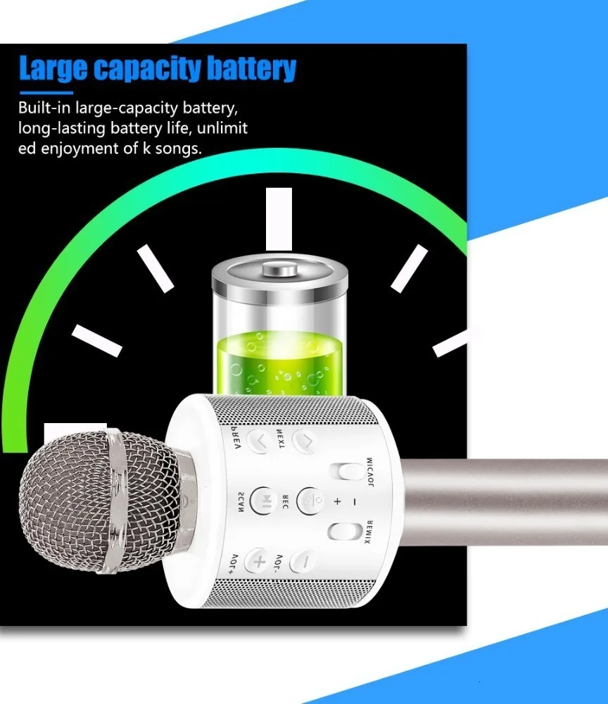 WS-858, bluetooth, микрофон, беспроводной, профессиональный, конденсаторный, караоке, микрофон, волшебный звук, микрофон, студия записи, Майка