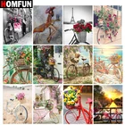 Алмазная вышивка HOMFUN Цветочный пейзаж велосипеда, картина из страз, вышивка крестиком, искусственные элементы