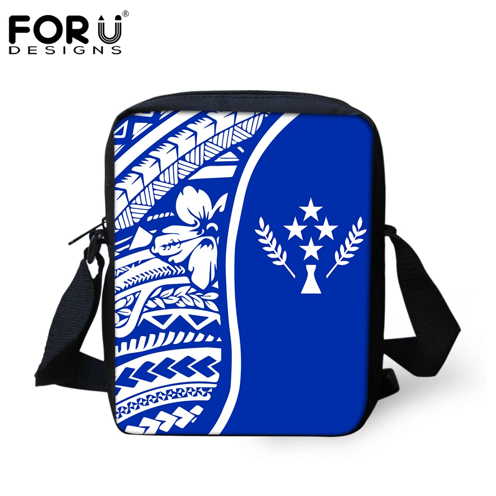 

FORUDESIGNS Messenger Bags Women Polynesian Hibiscus Tribe Kosrae Flag Pattern Brand Designer Ladies Canvas Crossbody Bag Small