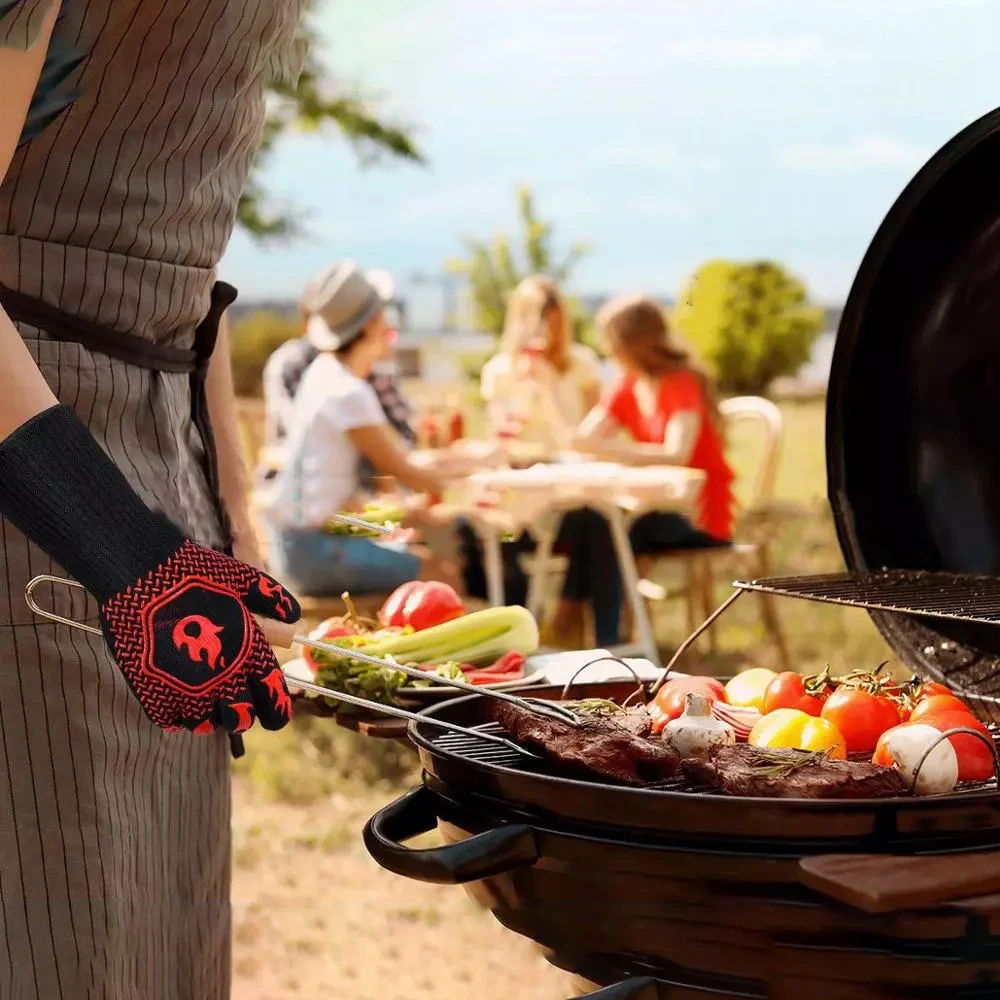 

1PC BBQ Glove Heat Resistant Barbecue Oven Gloves Kitchen Fireproof Gloves Anti-scalding Anti-slip Gloves for Baking Cooking