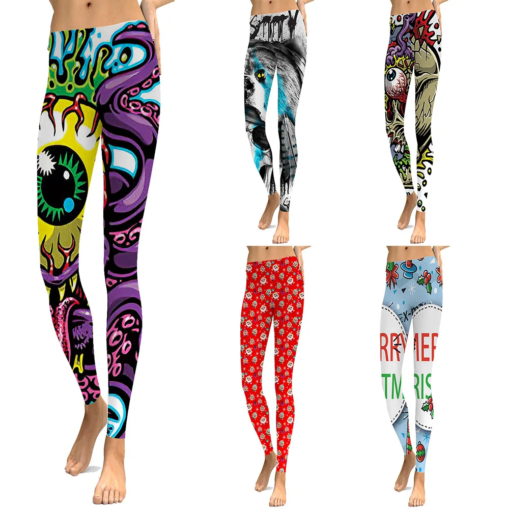 

Новая сексуальная девушка Женская рождества животных 3D принты, эластичные, для фитнеса, тренажерного зала спорта тренировок Йога размера п...