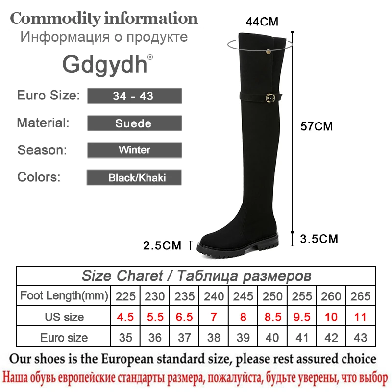 

Gdgydh Fashion Thigh High Boots With Belt Wool Fur Snow Boots For Women Winter Warm Shoes Cool Flat Heel Comfortable Plus Size
