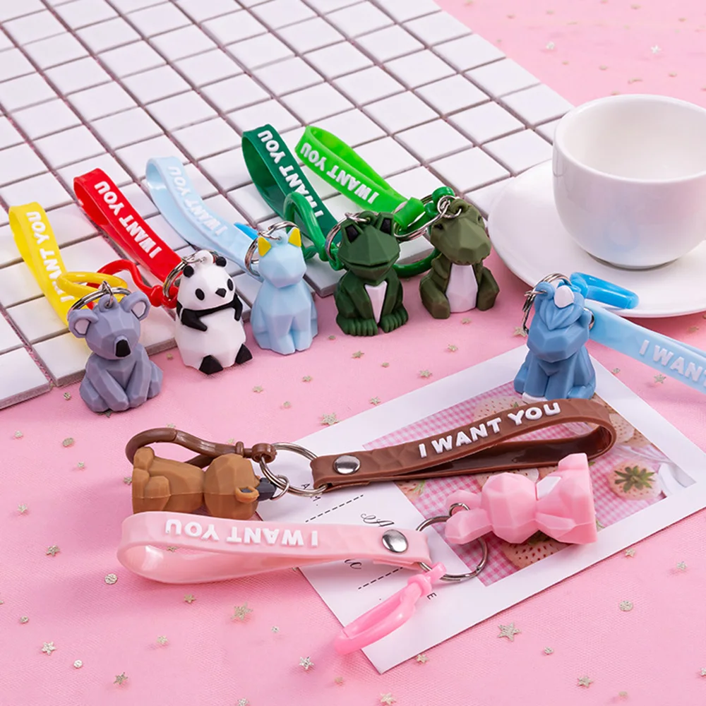 

Dropship Funny Kawaii Keychain Accessories Decorations Lovers Memorial Geometry Cut Surface Creative Cartoon Keyring Bag Pendant