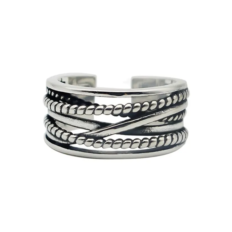 

Retro Personality Fashion Winding Ring Hip Hop Rock Boy Open Ring Exquisite Daily Male Jewelry Gift