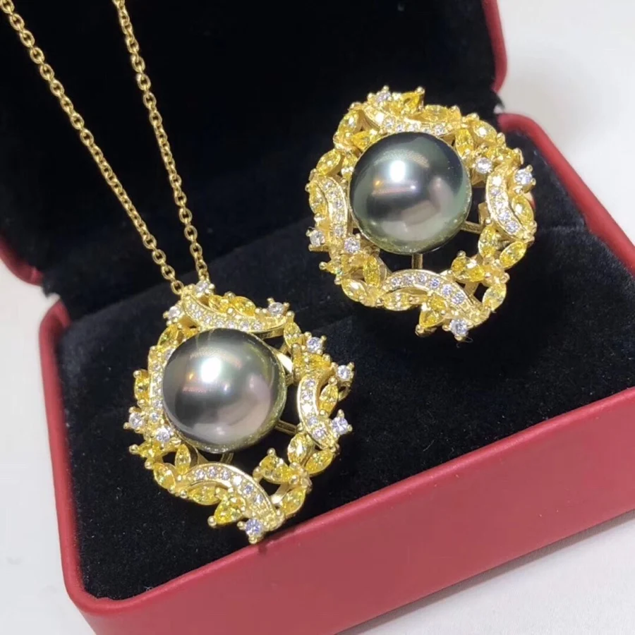 Ювелирные изделия из чистого серебра 925 пробы с натуральным океаном Таити черный