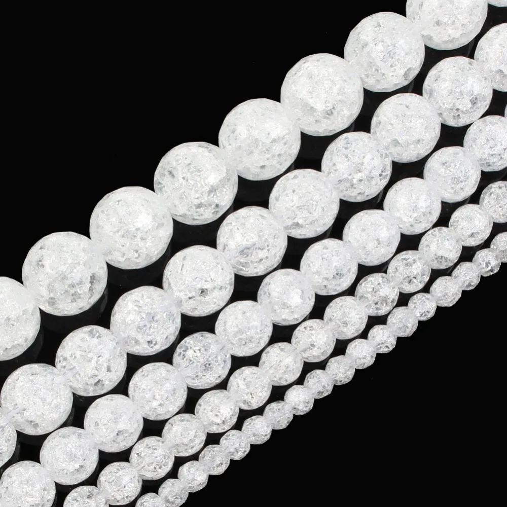 Бусины из натурального камня граненые белые Круглые потрескавшийся кристалл