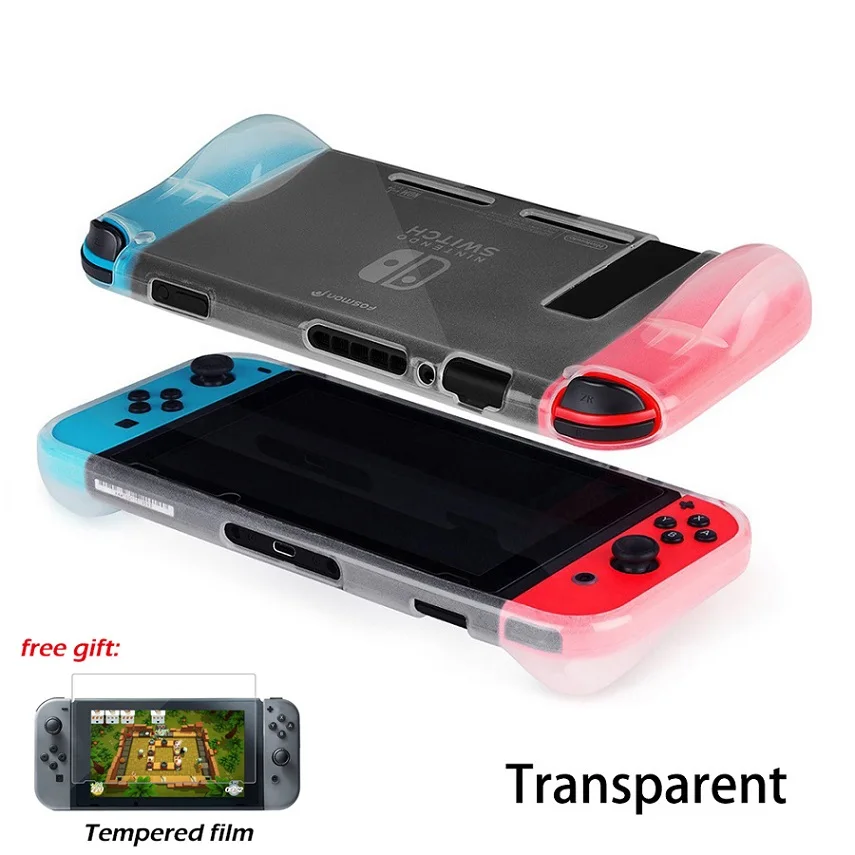 Transparent Дорожный переключатель NS Gampad из мягкого ТПУ с ручками защитный чехол для nintendo s Switch Carry Shell закаленная пленка для nintendo Switch - Цвет: Transparent
