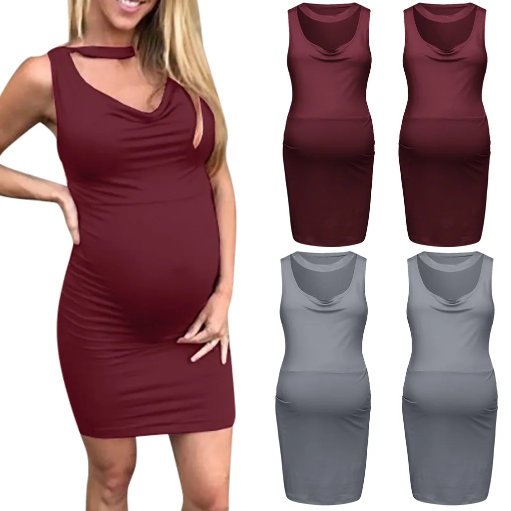 Женское платье без рукавов для беременных удобное средней длины одежда грудного