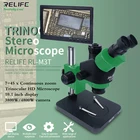 Микроскоп relife RL-M3T, профессиональный Тринокулярный, камера 4k, с интерфейсом HDMI, мобильный микроскоп ремонт телефона pcb, кронштейн STL2