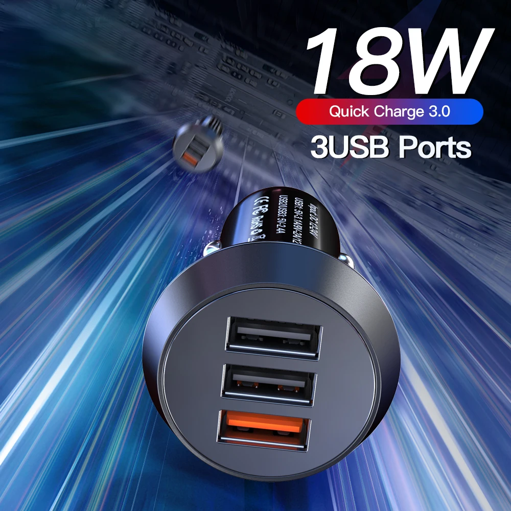 USB Car Phone Charger 3 Ports 3A Fast Charging Quick Charge QC3.0 18W Mobile Phone Adapter Car-Charger For iPhone Xiaomi Samsung
USB Car Phone Charger 3 Ports 3A Fast Charging Quick Charge QC3.0 18W Mobile Phone Adapter Car-Charger For iPhone Xiaomi Samsung