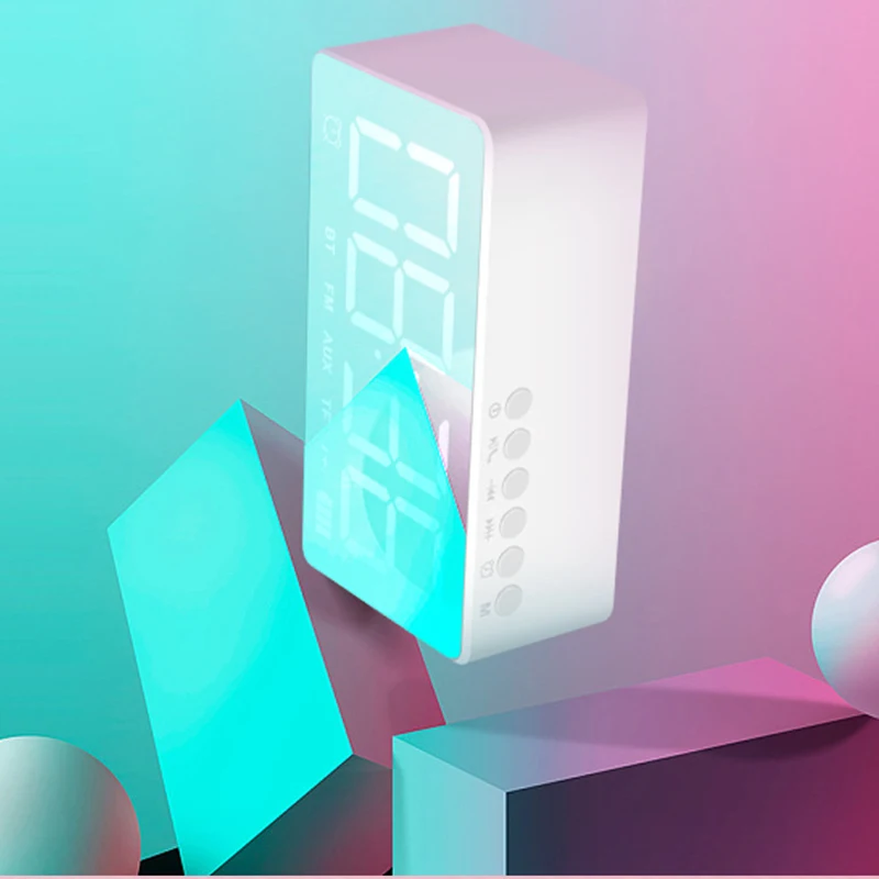 

Multifunctional Alarm Clock with Bluetooth Speaker Funtion TF FM AUX Table Mirror Alarm Clock LED Digital Electronic Clocks New