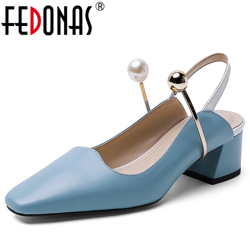 Женские туфли лодочки с жемчугом FEDONAS Повседневные Вечерние из натуральной кожи