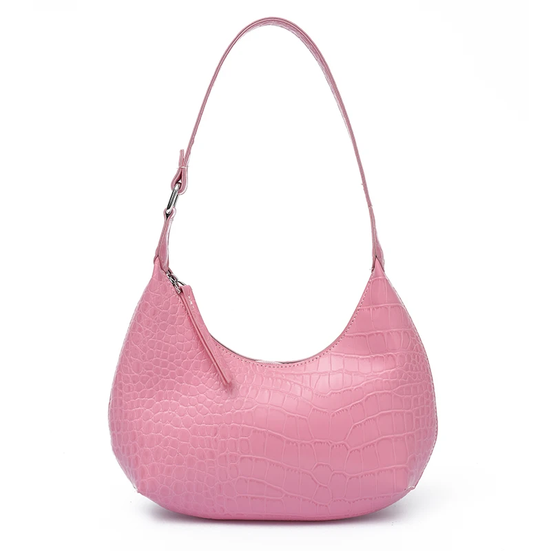 

SWDF Stone Pattern Half Moon Design Small PU Leather Underarm Baguette Bags for Women 2021 Luxury Shoulder Handbags Lady Simple