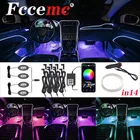 Автомобильная атмосферная лампа s EL, неоновая проволосветильник лента, RGB, несколько режимов, управление через приложение звуком, светодиодная лампа для автомобильного интерьера, декоративная окружающая лампа