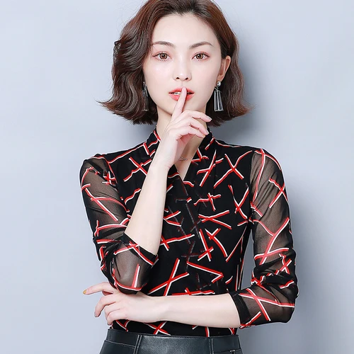 Женская классическая блузка с v образным вырезом удобная рубашка для отдыха