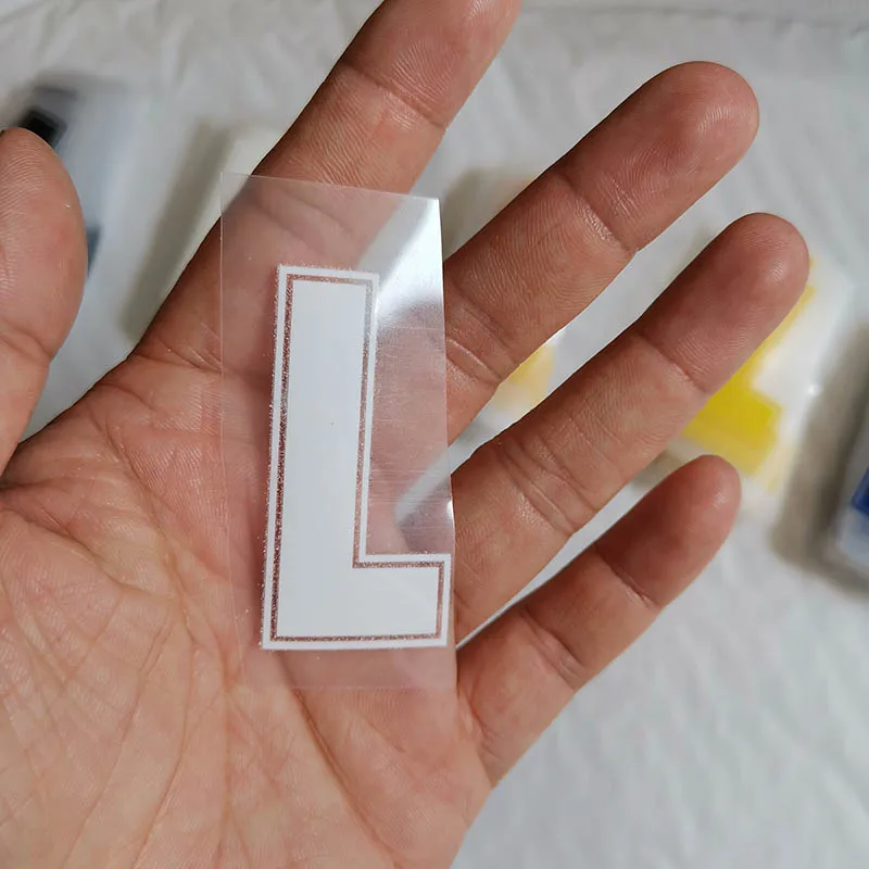 L 5 см белый цвет буквы A-Z термонаклейки название Спортивная тканевая наклейка Горячая теплопередача DIY термоклейкие для одежды сумка обувь - Цвет: L
