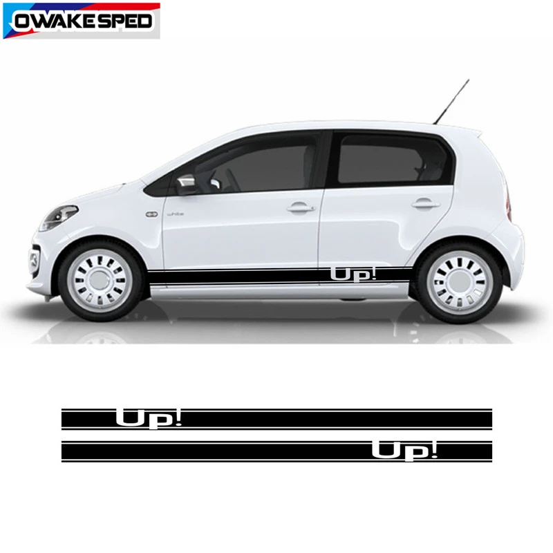 Для Volkswagen UP E-up 4 двери боковая юбка полосы стикер для автомобиля индивидуальные виниловые наклейки Спорт Стиль внешние аксессуары