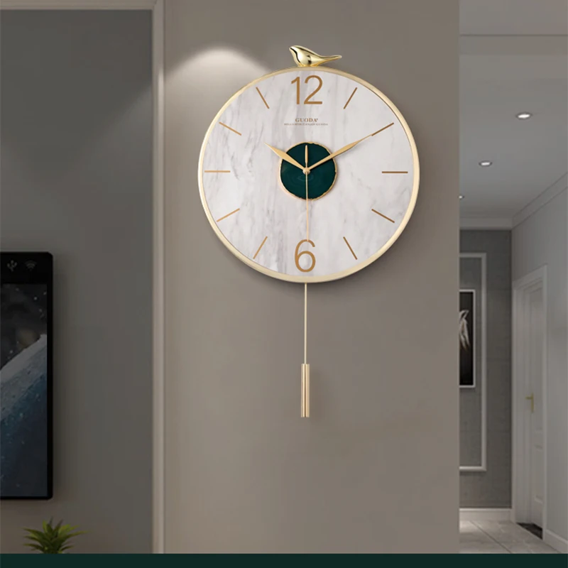 

Nordic Wall Clock Metal Agate Living Room Decoration Wall Watches Home Decor Mute Creative Luxury Glod Kitchen Clock Undefined