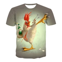2021 fashion 3d printing golden rooster independent men and women summer new oversized t shirt o neck short sleeved casual shirt