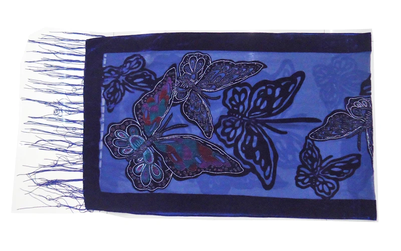 Мягкий шелковый шарф бабочка женский роскошный бархатный длинный из пашмины с - Фото №1