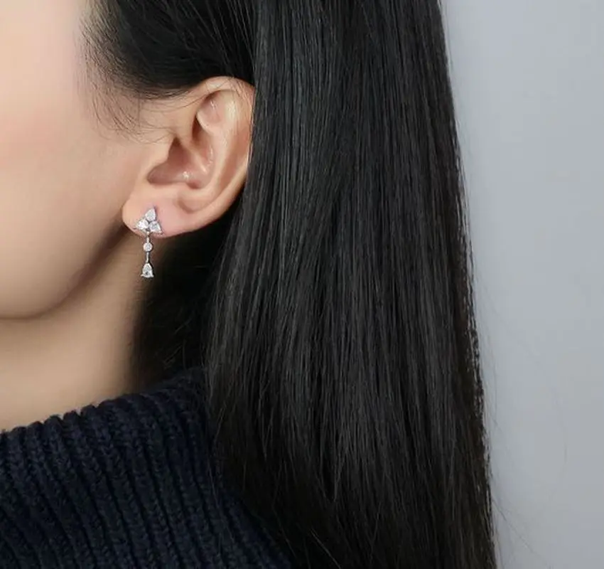 Новые серьги из стерлингового серебра 925 пробы женские с бриллиантами в