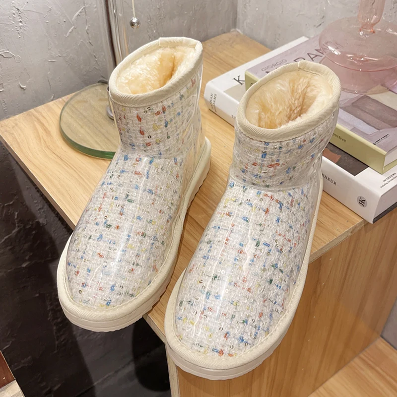 

Rimocy Super Warm Thick Plush Snow Boots Women Fashion PVC Waterproof Ankle Boots for Woman Winter 2021 New Flats Cotton Shoes