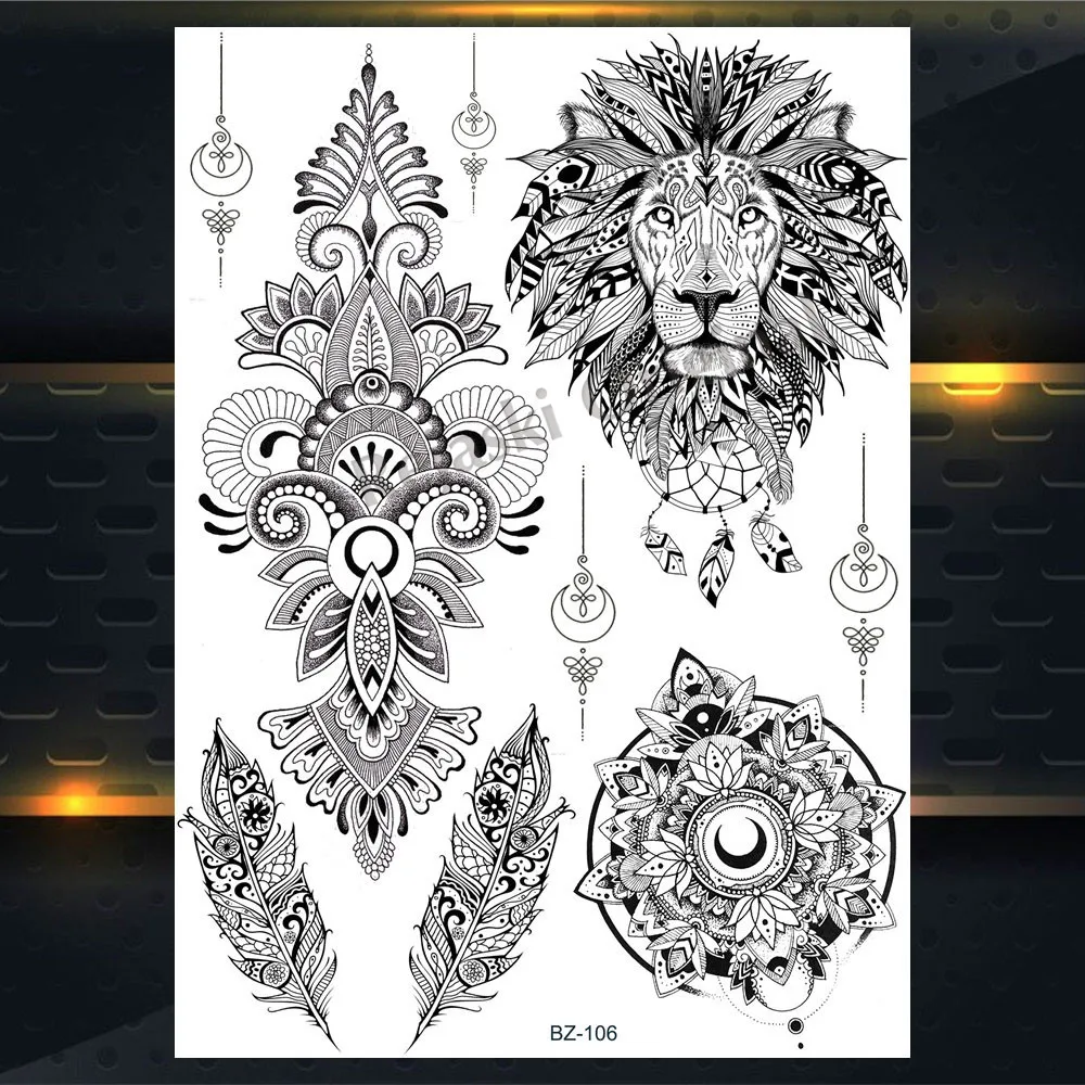 REJASKI черный серьги Henna Mandala цветок временные татуировки для Для женщин Стикеры пикантные водостойкие татуировки, боди-арт Arm талией, эксклюзивный дизайн татуировки - Цвет: PBZ106